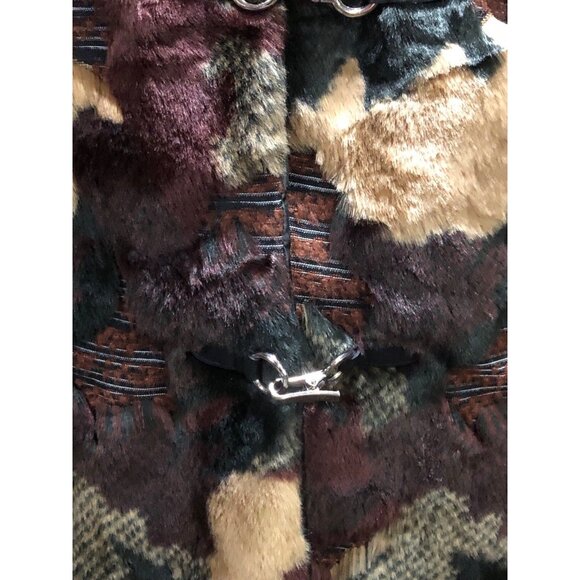 Boho Classy Eclectic Unique Street Style Multi Color Texture Faux Fur Vest Sz M - Picture 6 of 16